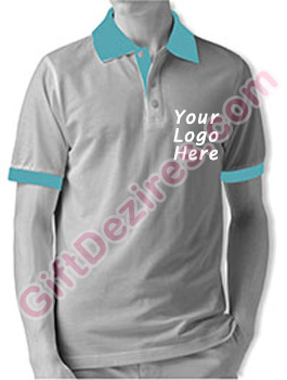 Designer White Heather and Aqua Color Logo Printed T Shirts